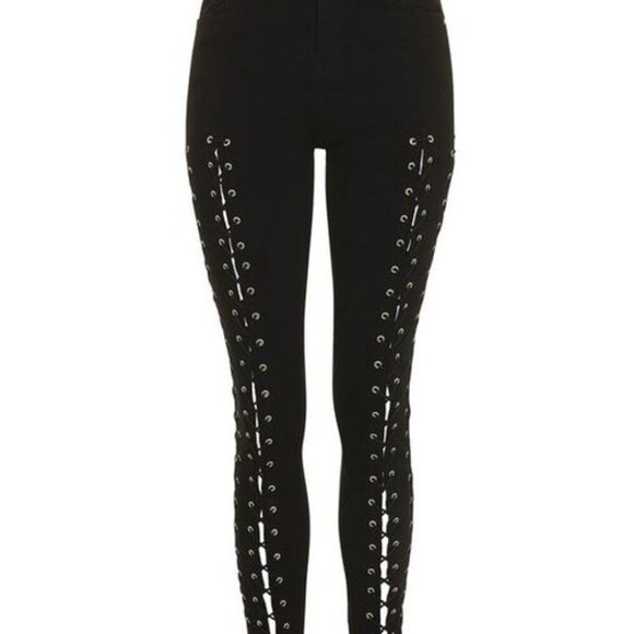 Topshop Moto Extreme Lace Up JAMIE Jeans Size 28 Tall - Picture 1 of 10